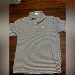 Georgia Tech logo Navy and White Striped Polo Shirt